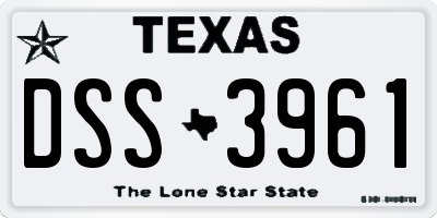 TX license plate DSS3961