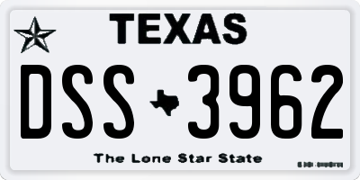 TX license plate DSS3962