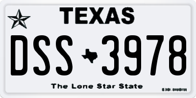TX license plate DSS3978