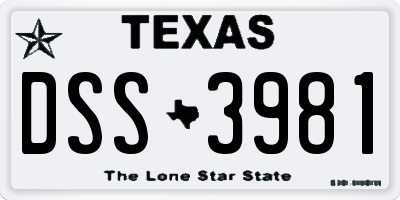 TX license plate DSS3981