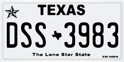 TX license plate DSS3983