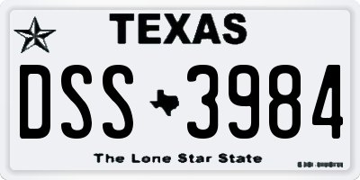 TX license plate DSS3984
