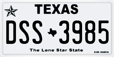 TX license plate DSS3985