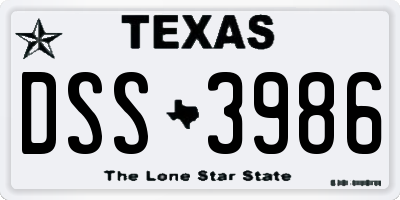 TX license plate DSS3986