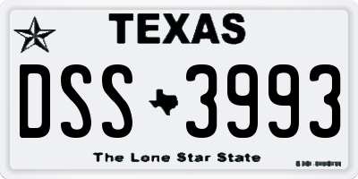 TX license plate DSS3993