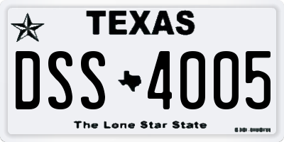 TX license plate DSS4005