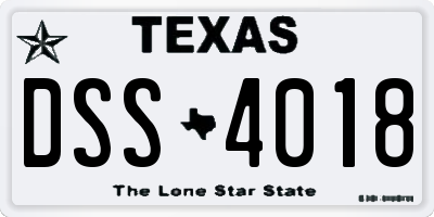 TX license plate DSS4018