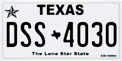 TX license plate DSS4030