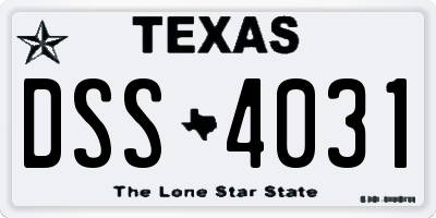 TX license plate DSS4031