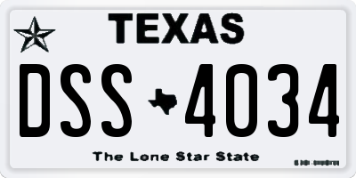 TX license plate DSS4034