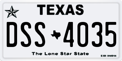 TX license plate DSS4035