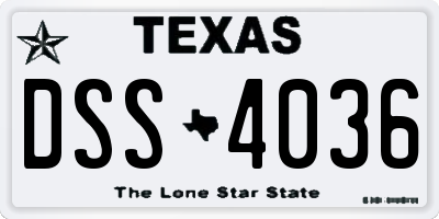 TX license plate DSS4036