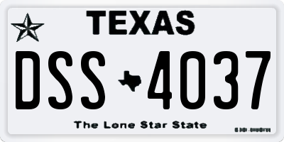 TX license plate DSS4037