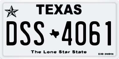 TX license plate DSS4061