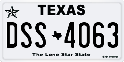 TX license plate DSS4063
