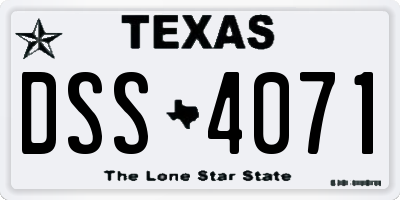 TX license plate DSS4071