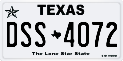 TX license plate DSS4072