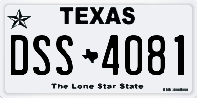 TX license plate DSS4081