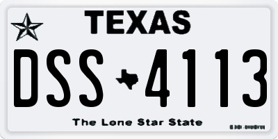 TX license plate DSS4113