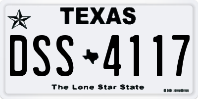 TX license plate DSS4117