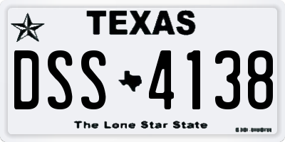 TX license plate DSS4138