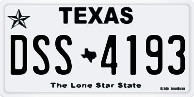 TX license plate DSS4193