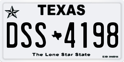 TX license plate DSS4198