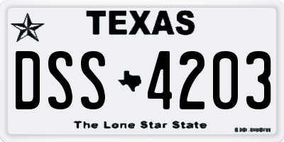 TX license plate DSS4203