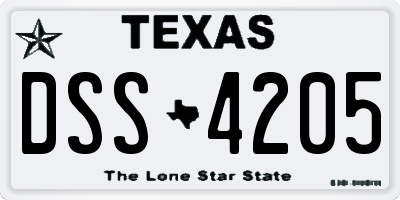 TX license plate DSS4205