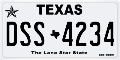 TX license plate DSS4234