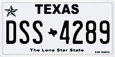 TX license plate DSS4289