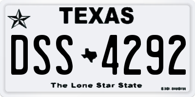 TX license plate DSS4292