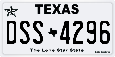 TX license plate DSS4296