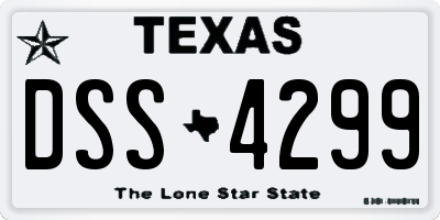 TX license plate DSS4299