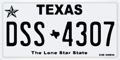 TX license plate DSS4307