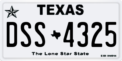 TX license plate DSS4325