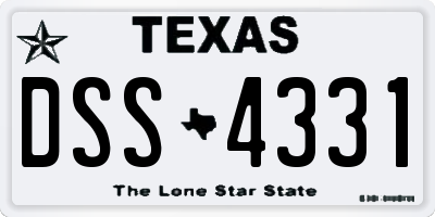 TX license plate DSS4331