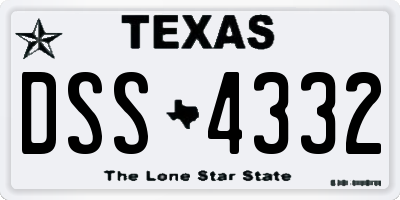 TX license plate DSS4332