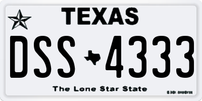 TX license plate DSS4333