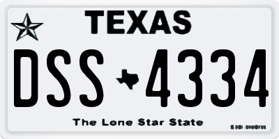 TX license plate DSS4334