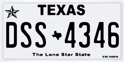TX license plate DSS4346