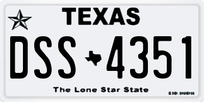 TX license plate DSS4351