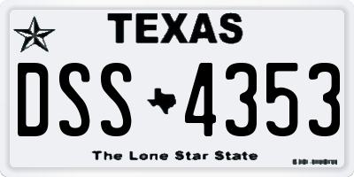 TX license plate DSS4353