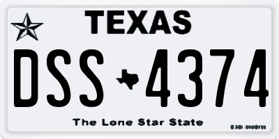 TX license plate DSS4374
