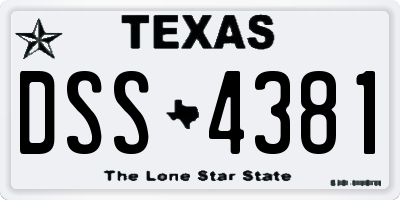 TX license plate DSS4381