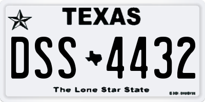 TX license plate DSS4432