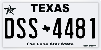 TX license plate DSS4481