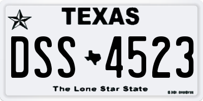 TX license plate DSS4523