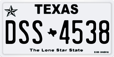 TX license plate DSS4538