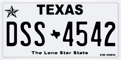 TX license plate DSS4542